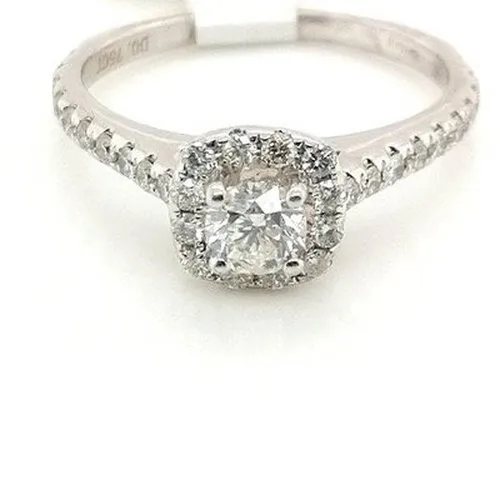 Square Halo Style Solitaire .75ct Ring
