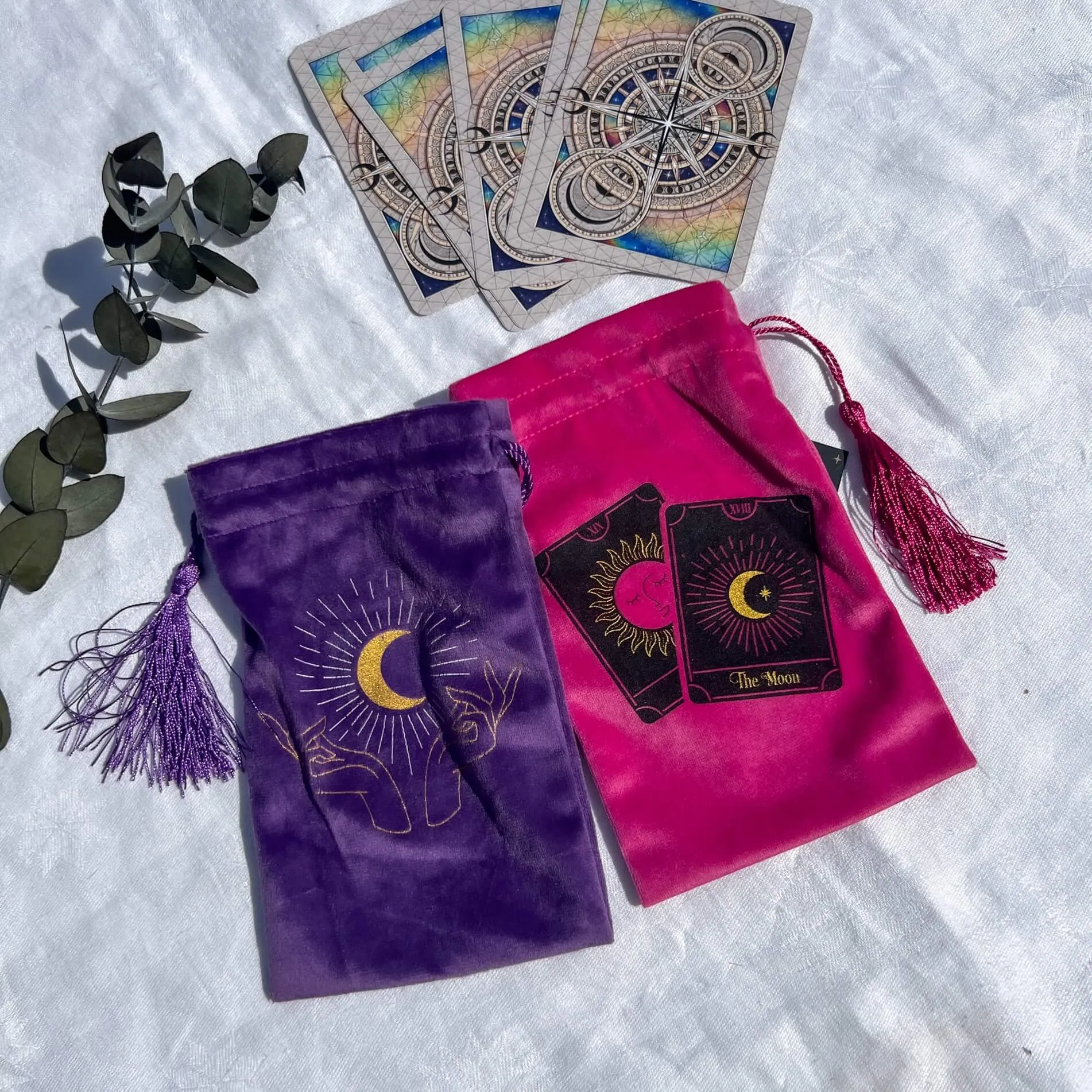 Tarot Pink Velvet Drawstring Bag