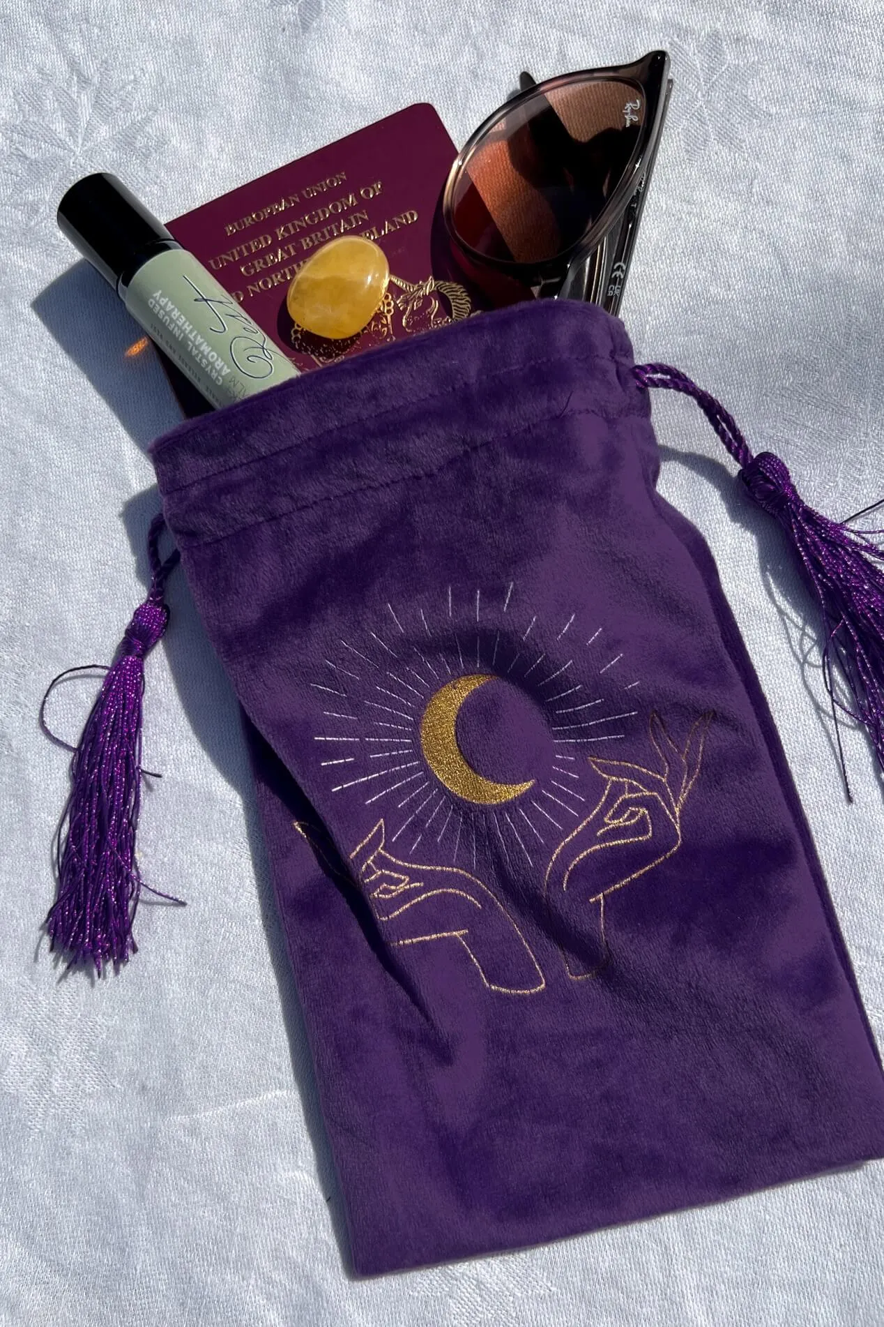 Tarot Pink Velvet Drawstring Bag