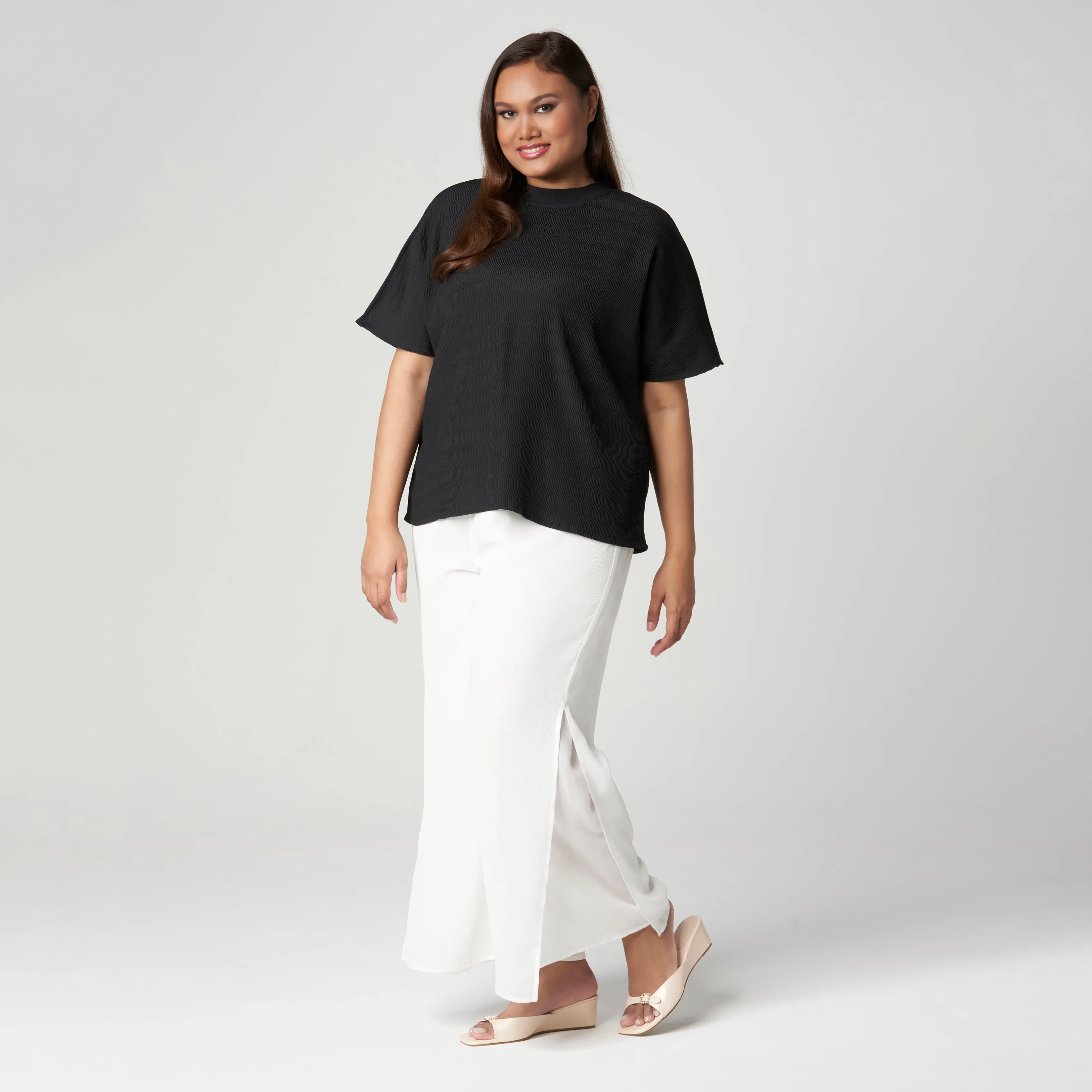 Textured Batwing Top