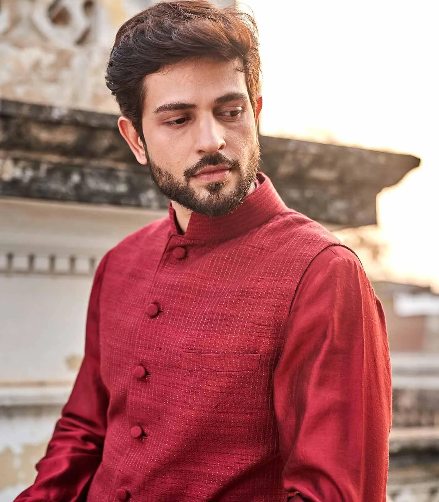 Textured Waistcoat Set