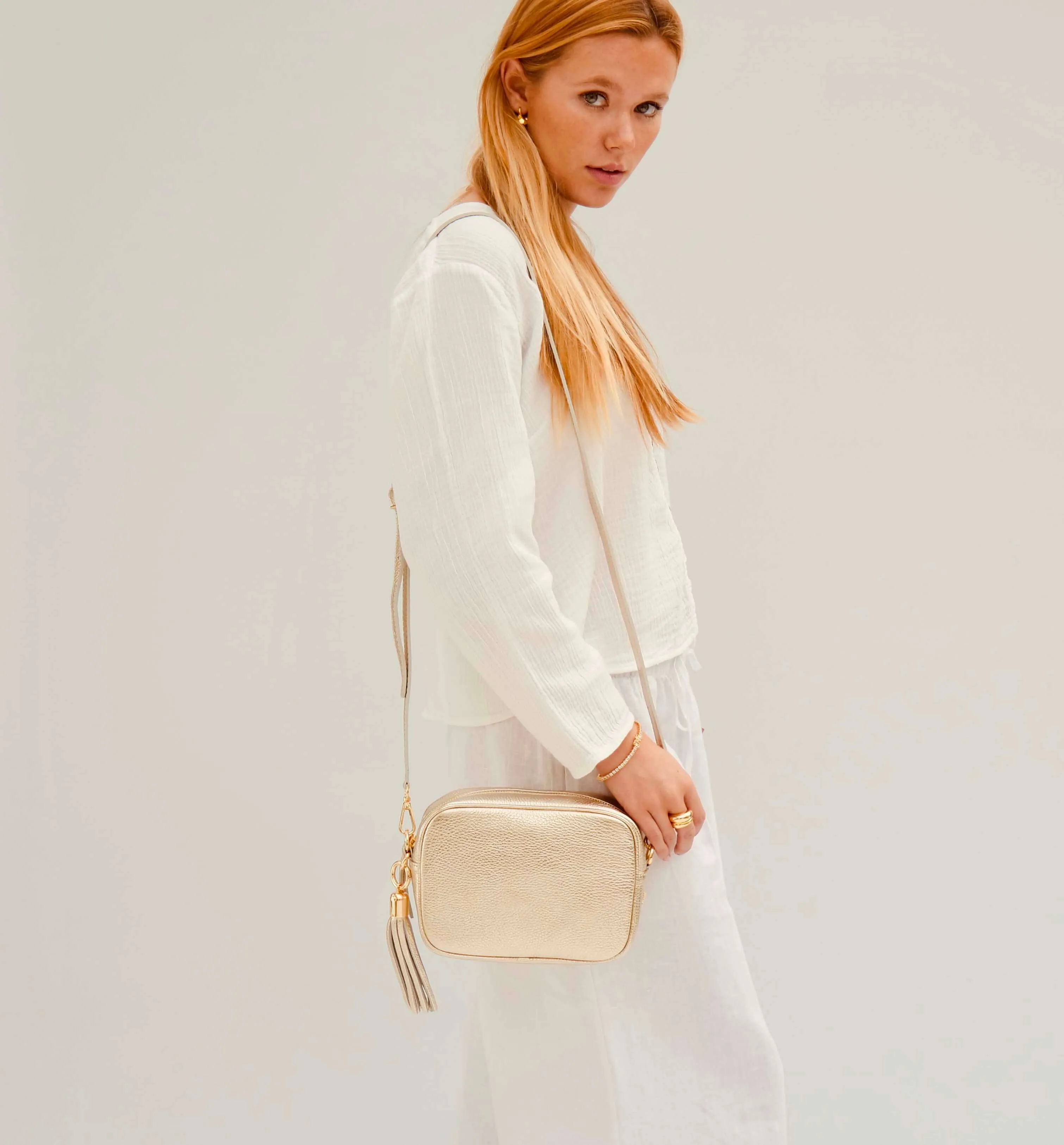 The Tassel Gold Leather Crossbody Bag