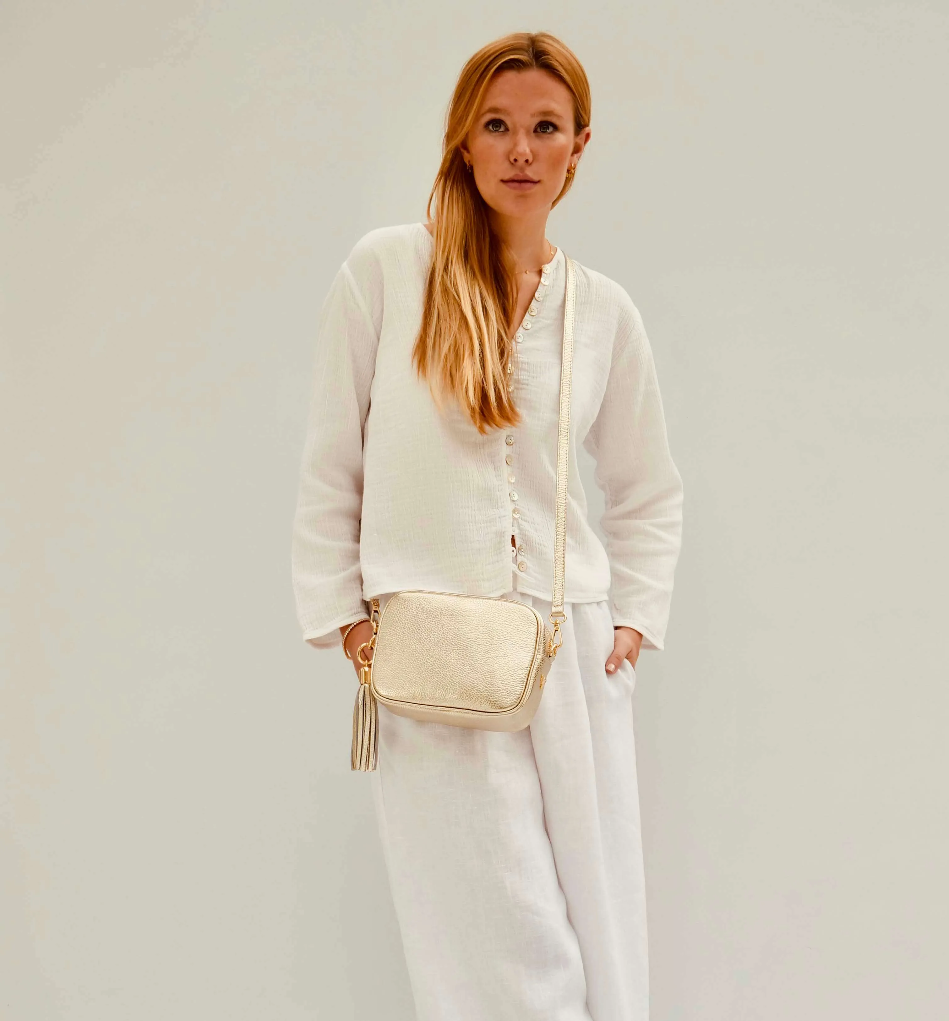 The Tassel Gold Leather Crossbody Bag