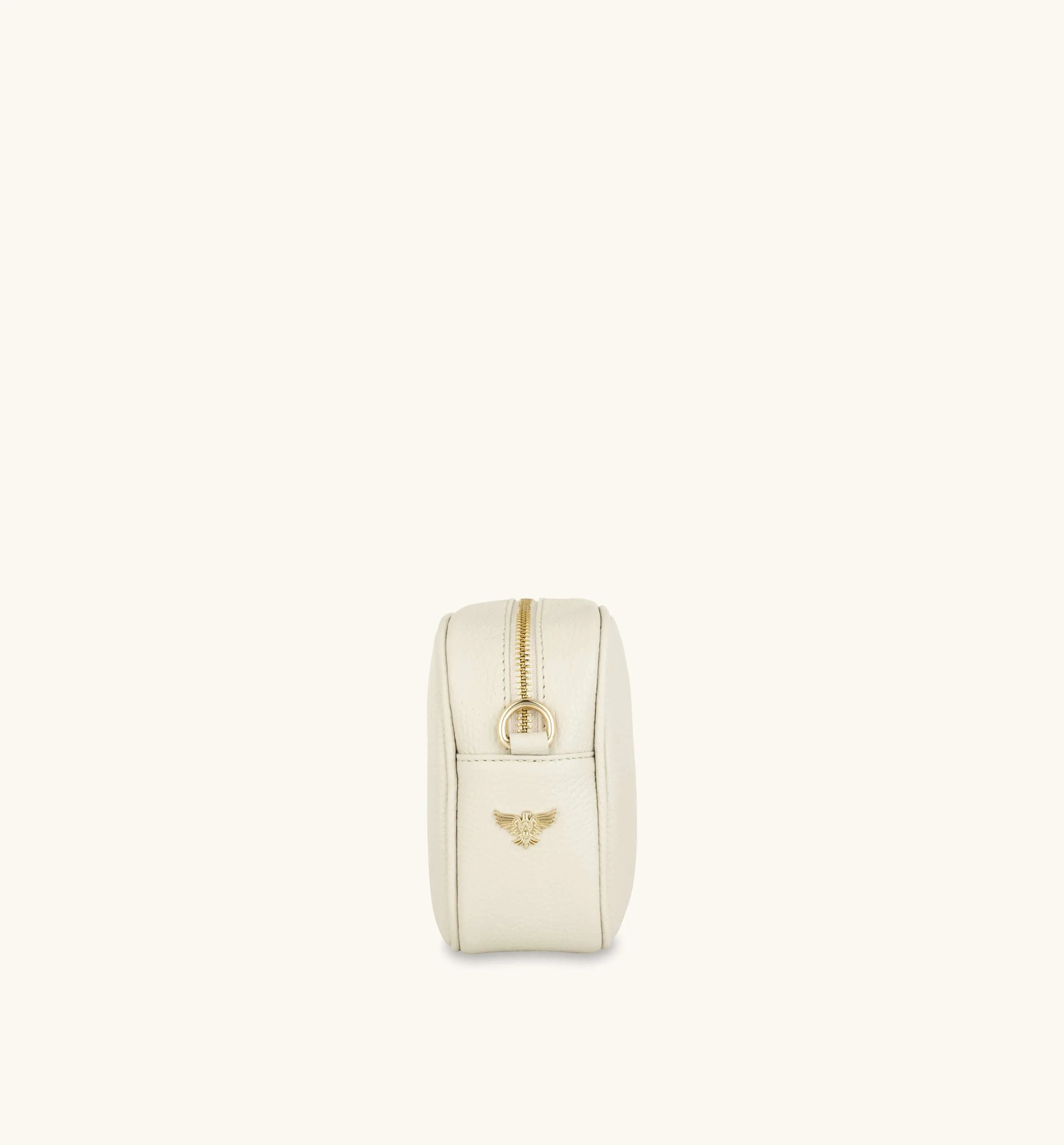 The Tassel Stone Leather Crossbody Bag With Orange Cross-Stitch Strap