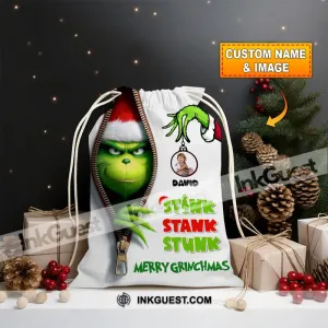 Tink Tank Stunk Custom Photo And Name, Personalized String Bag, Christmas Gift