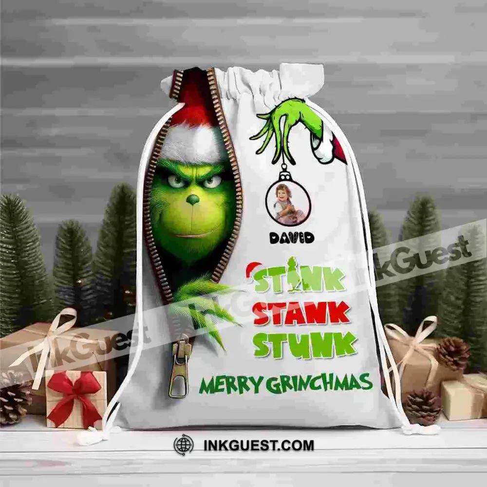 Tink Tank Stunk Custom Photo And Name, Personalized String Bag, Christmas Gift