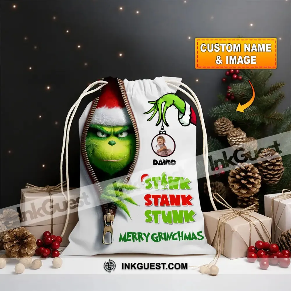 Tink Tank Stunk Custom Photo And Name, Personalized String Bag, Christmas Gift