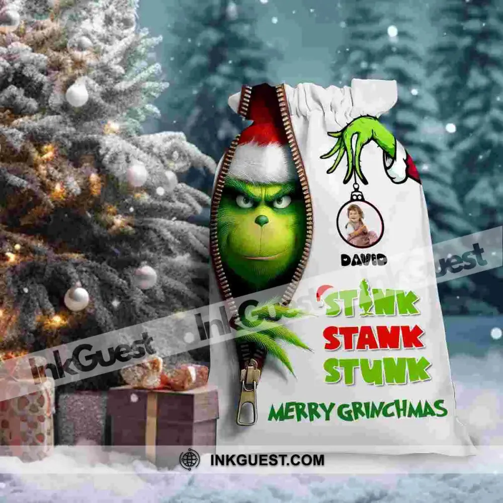 Tink Tank Stunk Custom Photo And Name, Personalized String Bag, Christmas Gift