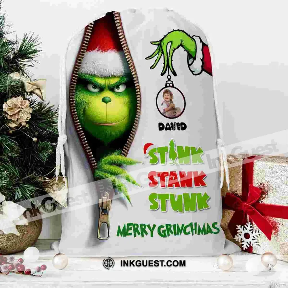 Tink Tank Stunk Custom Photo And Name, Personalized String Bag, Christmas Gift