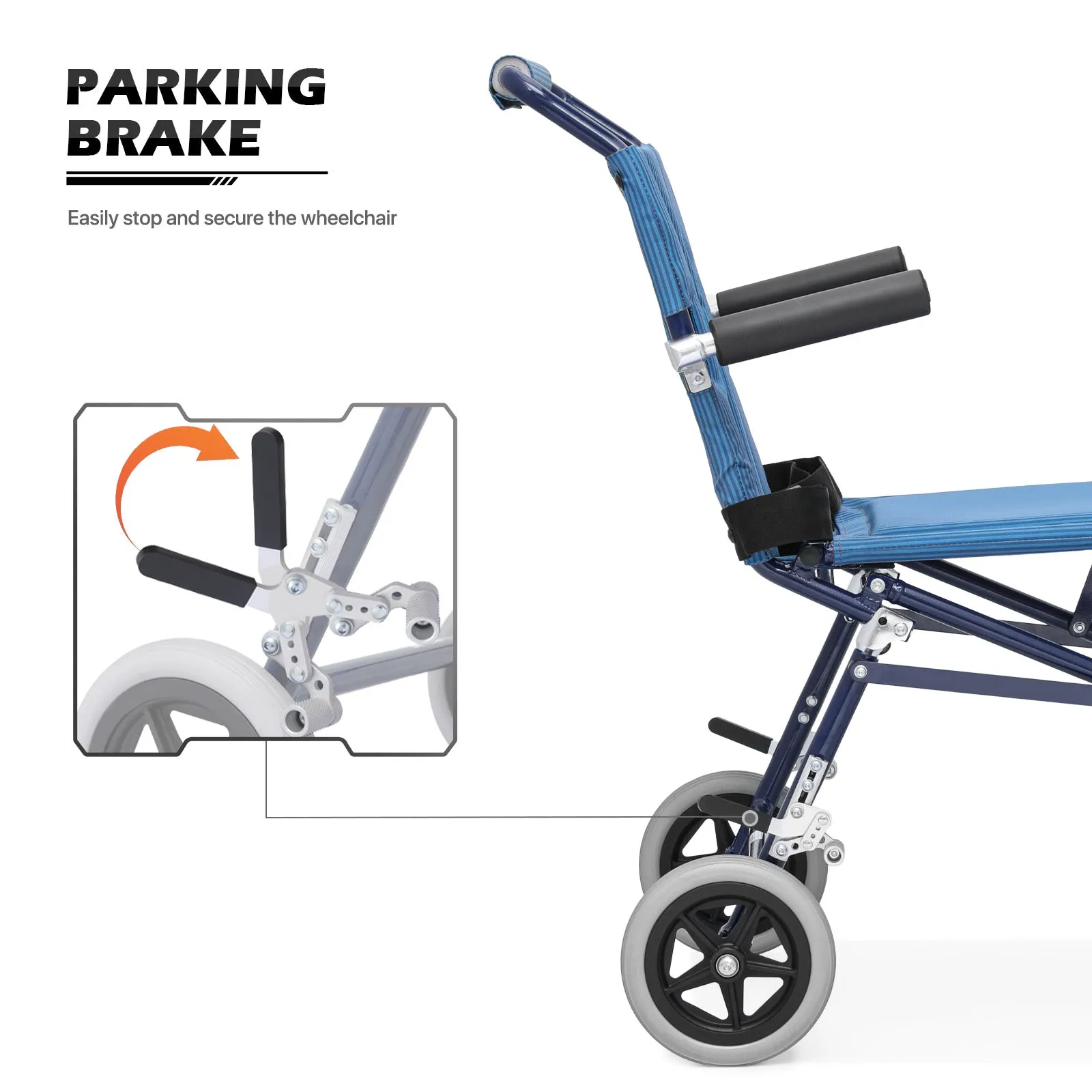 Transport Wheelchair - Blue - Can Be Carry-on Plane