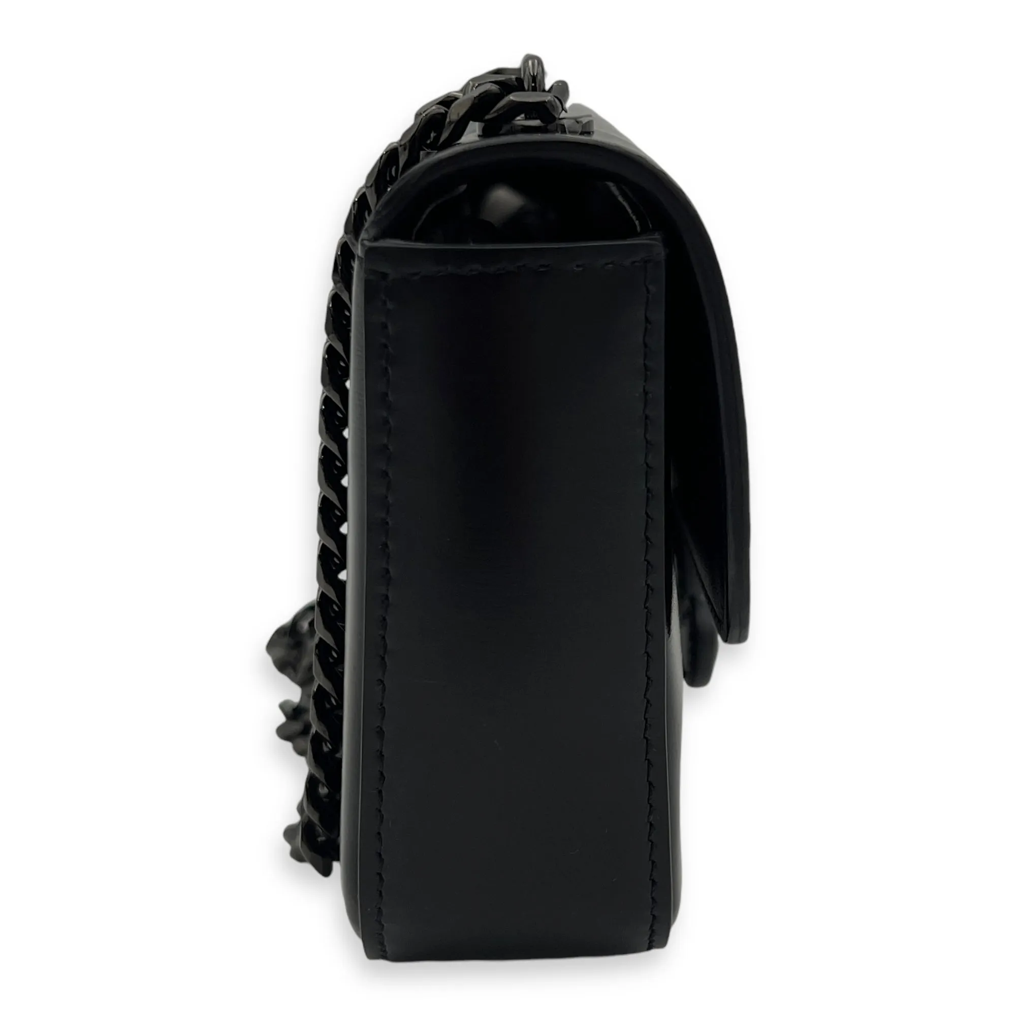 Triomphe Chain Black Shoulder Bag in Calfskin, Acetate hardware