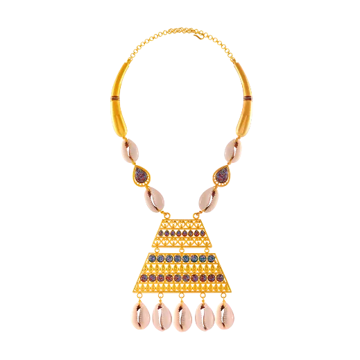 Unique 22k Gold Boho Necklace With Cowrie Shells