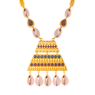 Unique 22k Gold Boho Necklace With Cowrie Shells