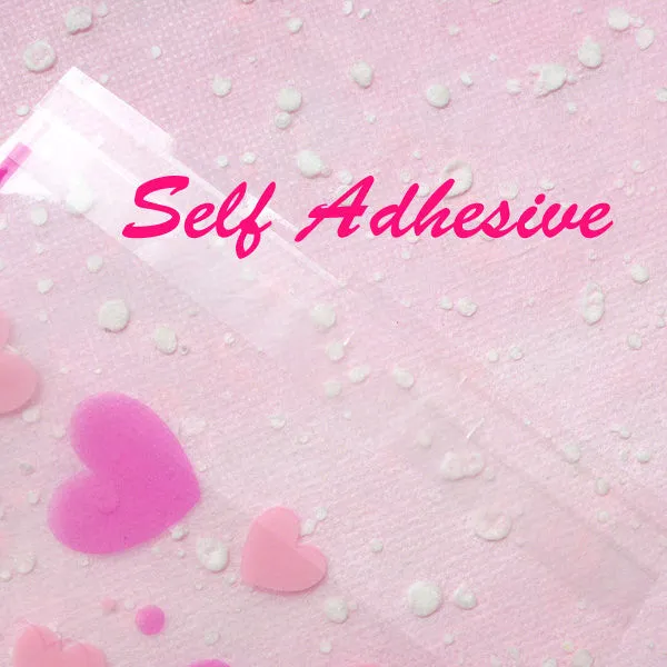 Valentines Heart Clear Gift Bags (20 pcs / Pink) Self Adhesive Plastic Bags Gift Wrapping Bags Packaging Cookie Bags (9cm x 10cm) GB105