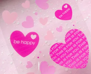 Valentines Heart Clear Gift Bags (20 pcs / Pink) Self Adhesive Plastic Bags Gift Wrapping Bags Packaging Cookie Bags (9cm x 10cm) GB105