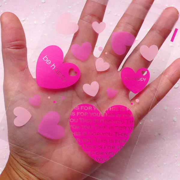 Valentines Heart Clear Gift Bags (20 pcs / Pink) Self Adhesive Plastic Bags Gift Wrapping Bags Packaging Cookie Bags (9cm x 10cm) GB105