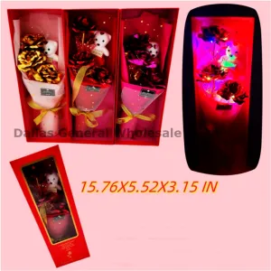 Valentines Light Up Rose & Bear Gift Set Wholesale