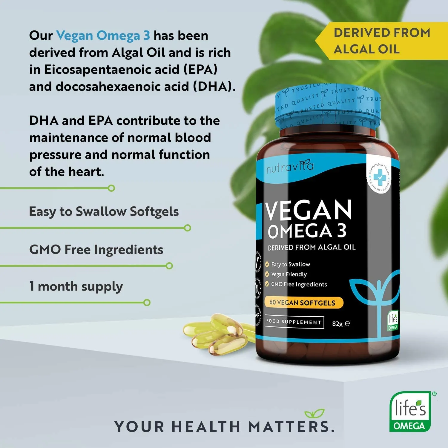 Vegan Omega 3 with 600mg DHA & 300mg EPA