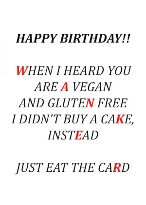 Vegan Rude Birthday Card