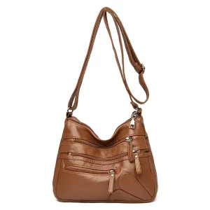 Versatile Pocketed Leather Crossbody Bag