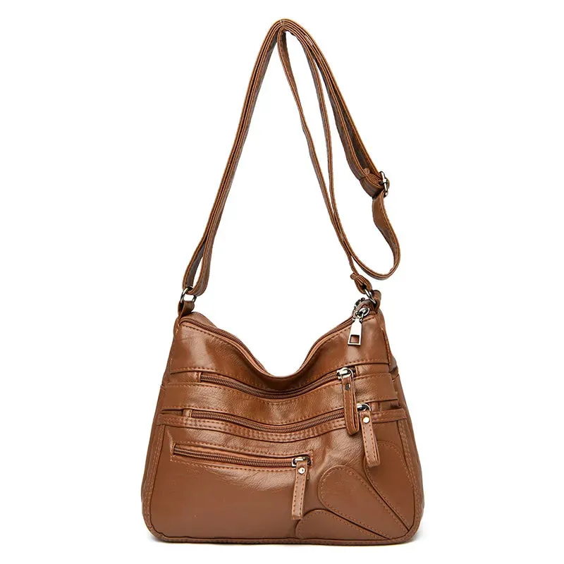 Versatile Pocketed Leather Crossbody Bag