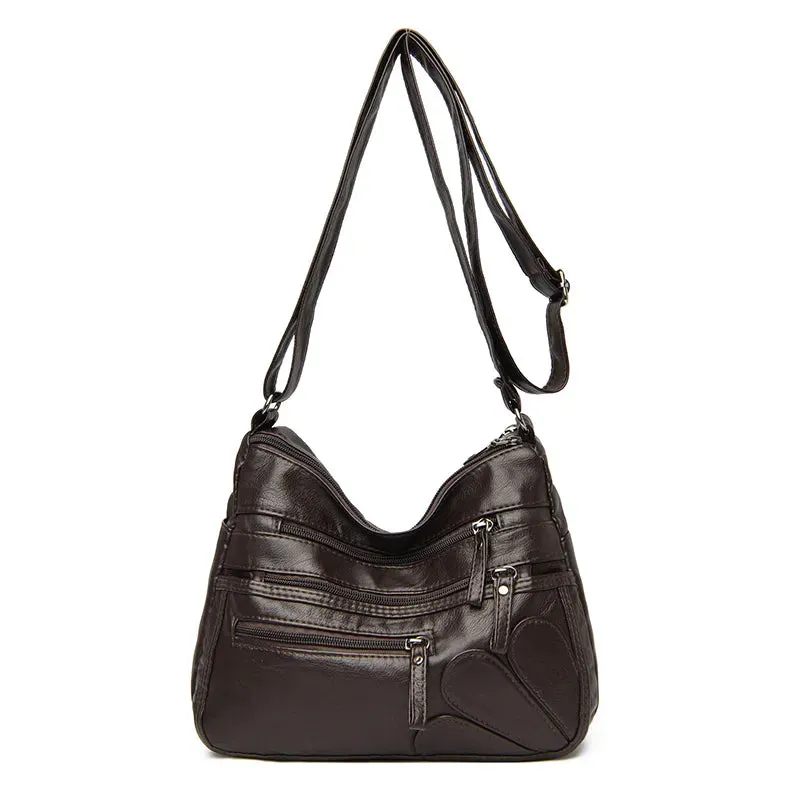 Versatile Pocketed Leather Crossbody Bag