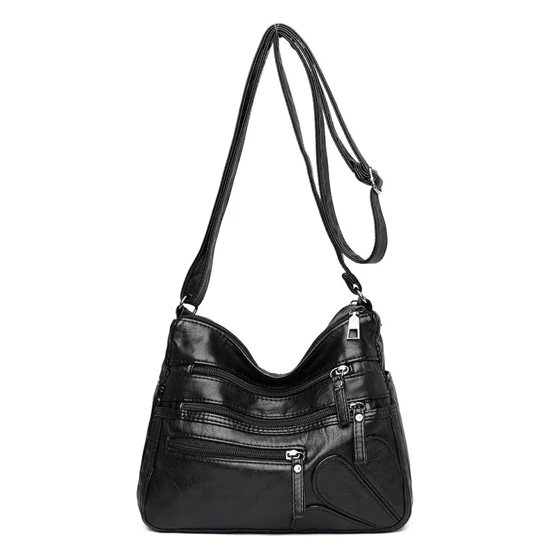 Versatile Pocketed Leather Crossbody Bag