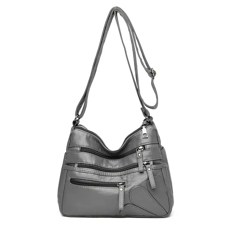 Versatile Pocketed Leather Crossbody Bag