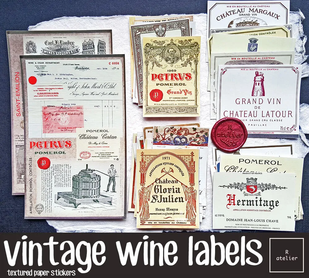 Vintage French Wine Labels | Scrapbooking Stickers