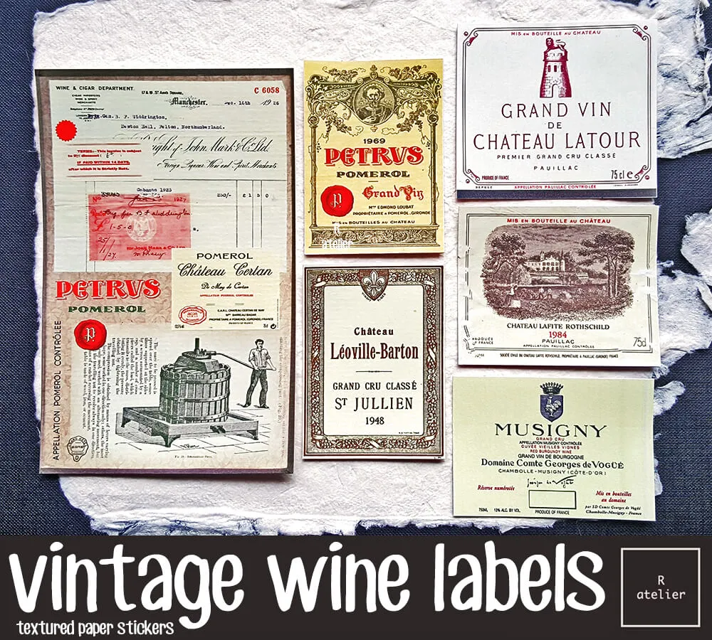 Vintage French Wine Labels | Scrapbooking Stickers