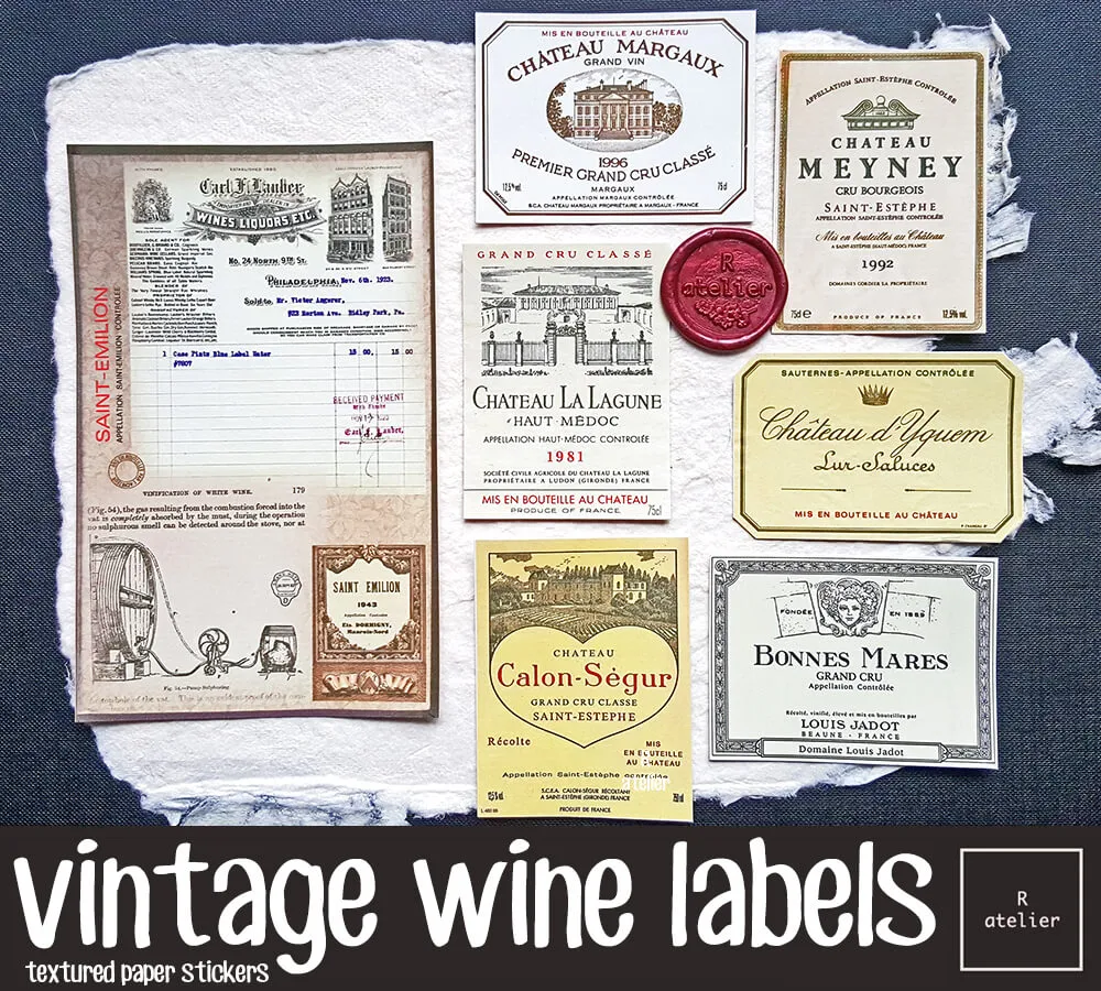Vintage French Wine Labels | Scrapbooking Stickers