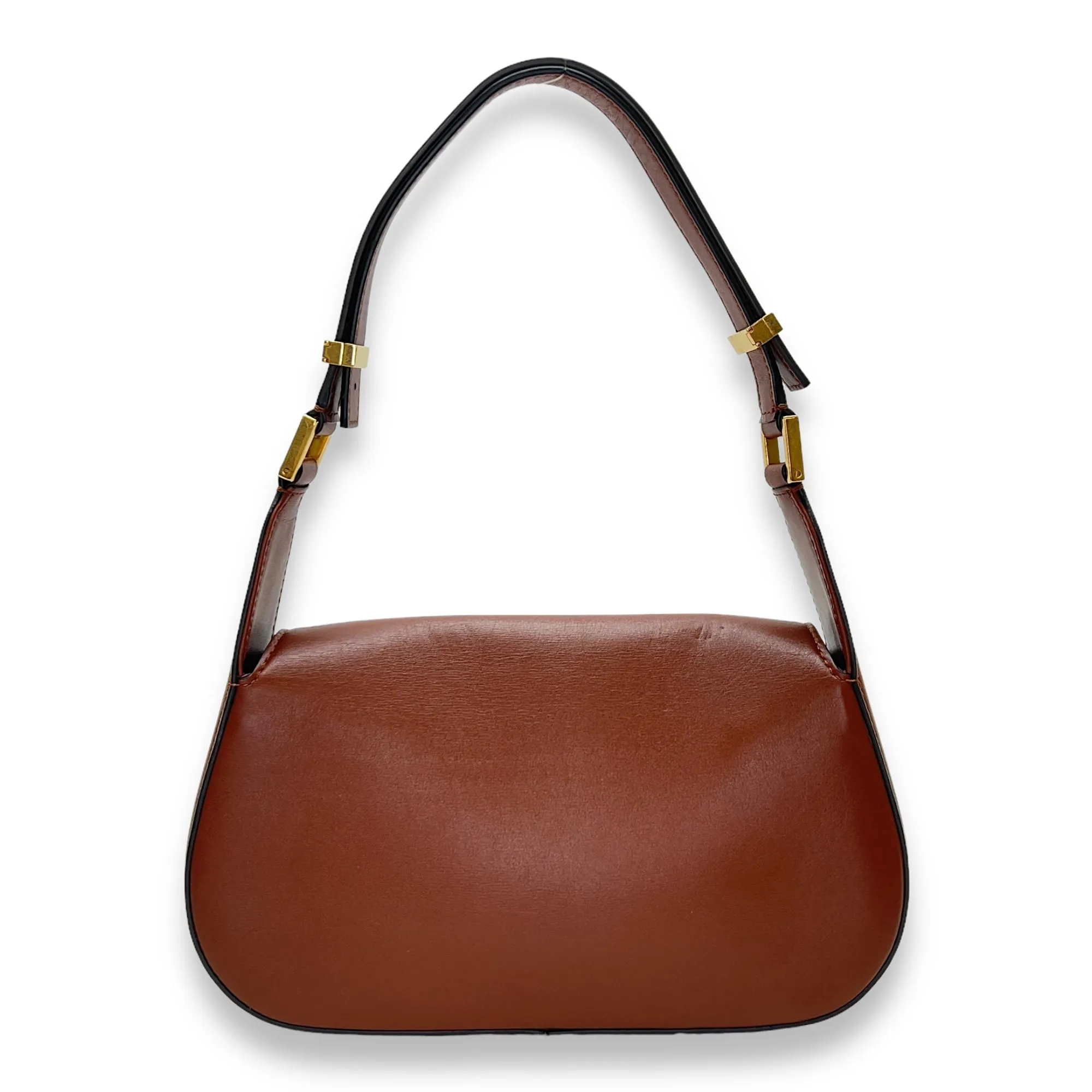 VLogo Chain Brown Shoulder Bag in Calfskin, Gold hardware