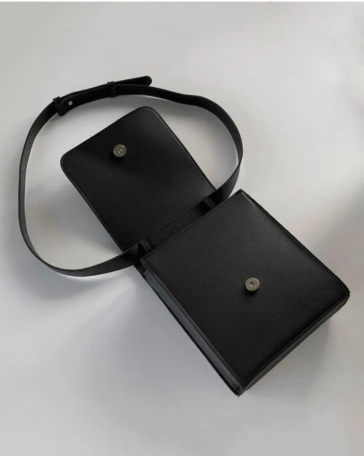 Vvsha  Christmas Gift Black Faux Leather Crossbody Bag