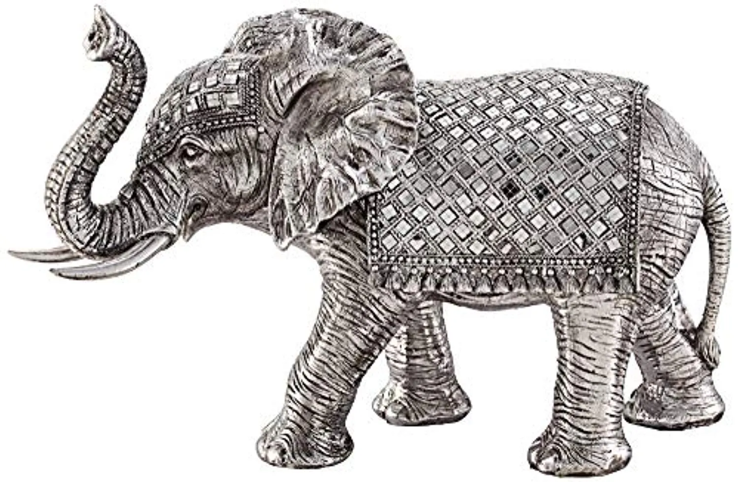 Walking Elephant 12 3/4" High Silver Statue