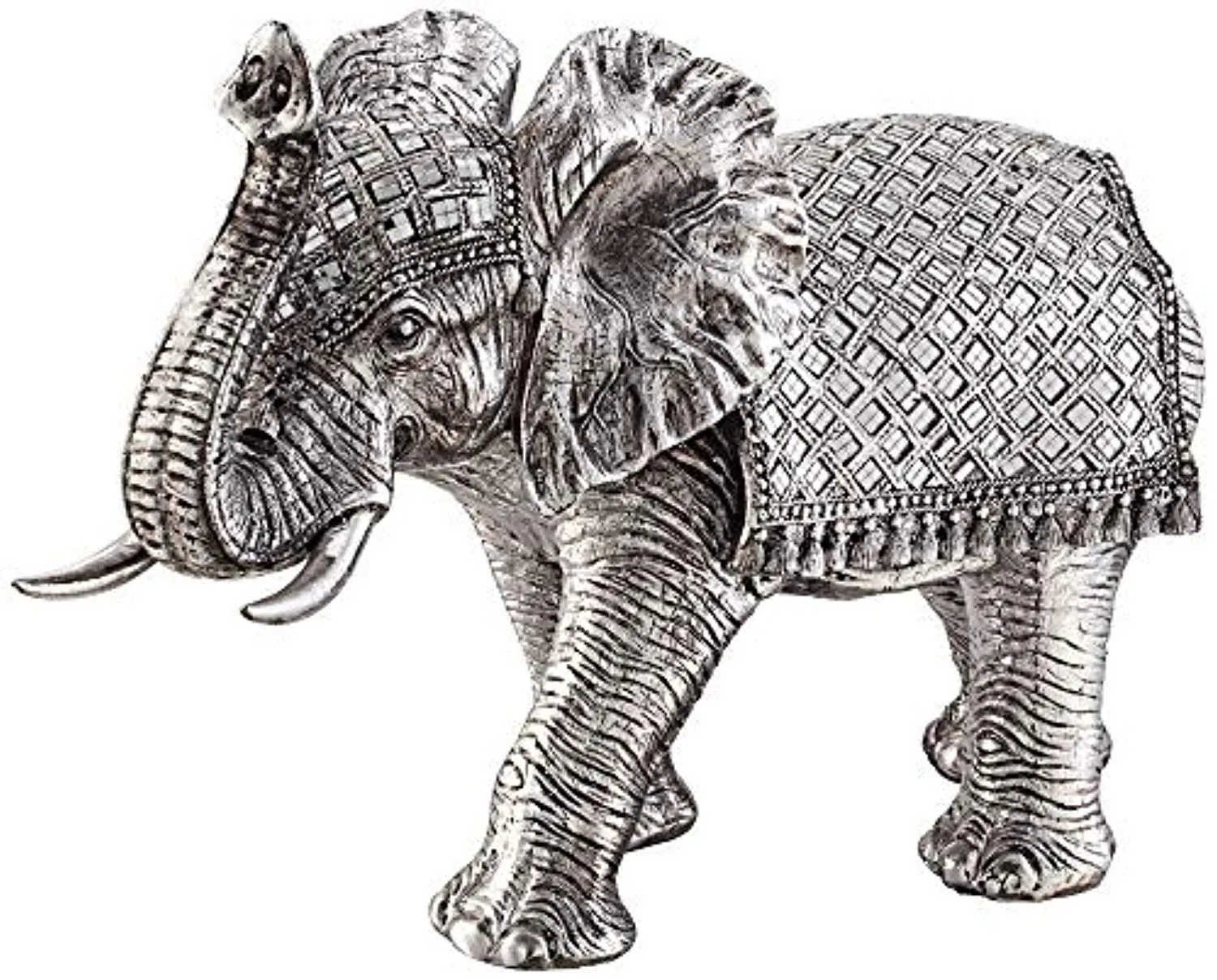Walking Elephant 12 3/4" High Silver Statue