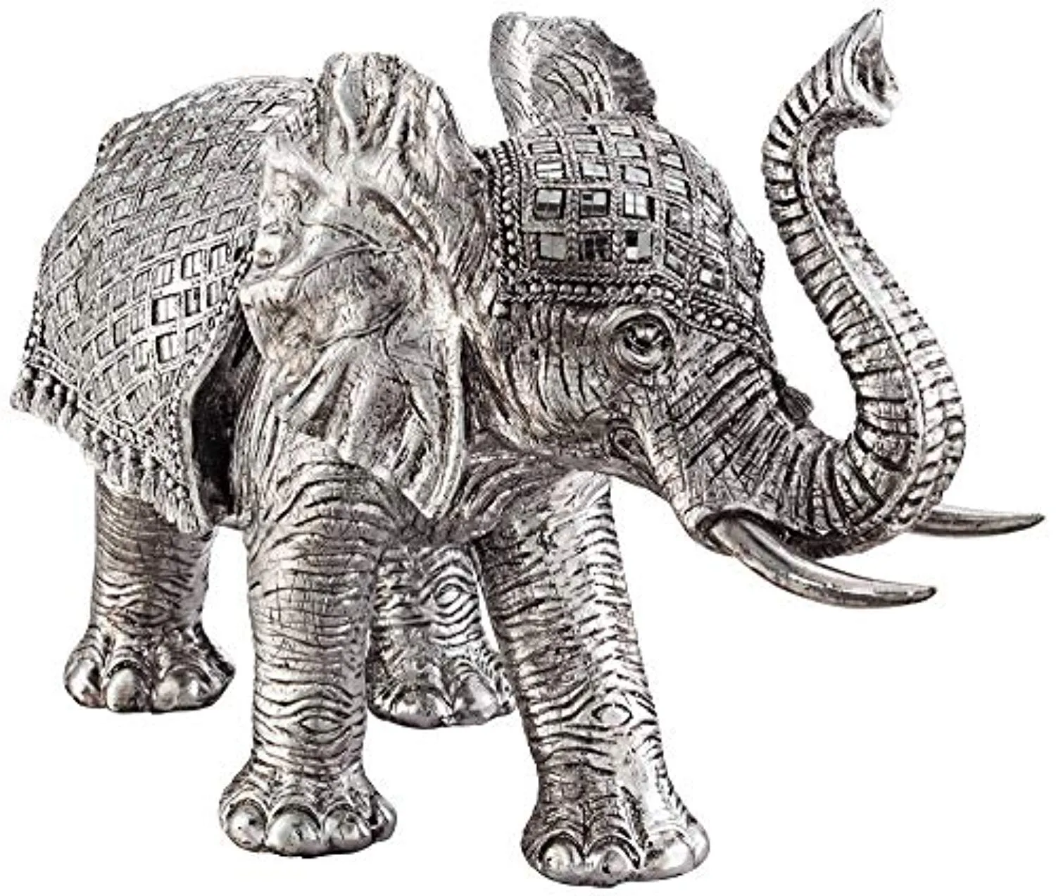Walking Elephant 12 3/4" High Silver Statue
