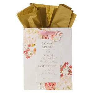 When She Speaks Medium Gift Bag in Pink with Tissue Paper -