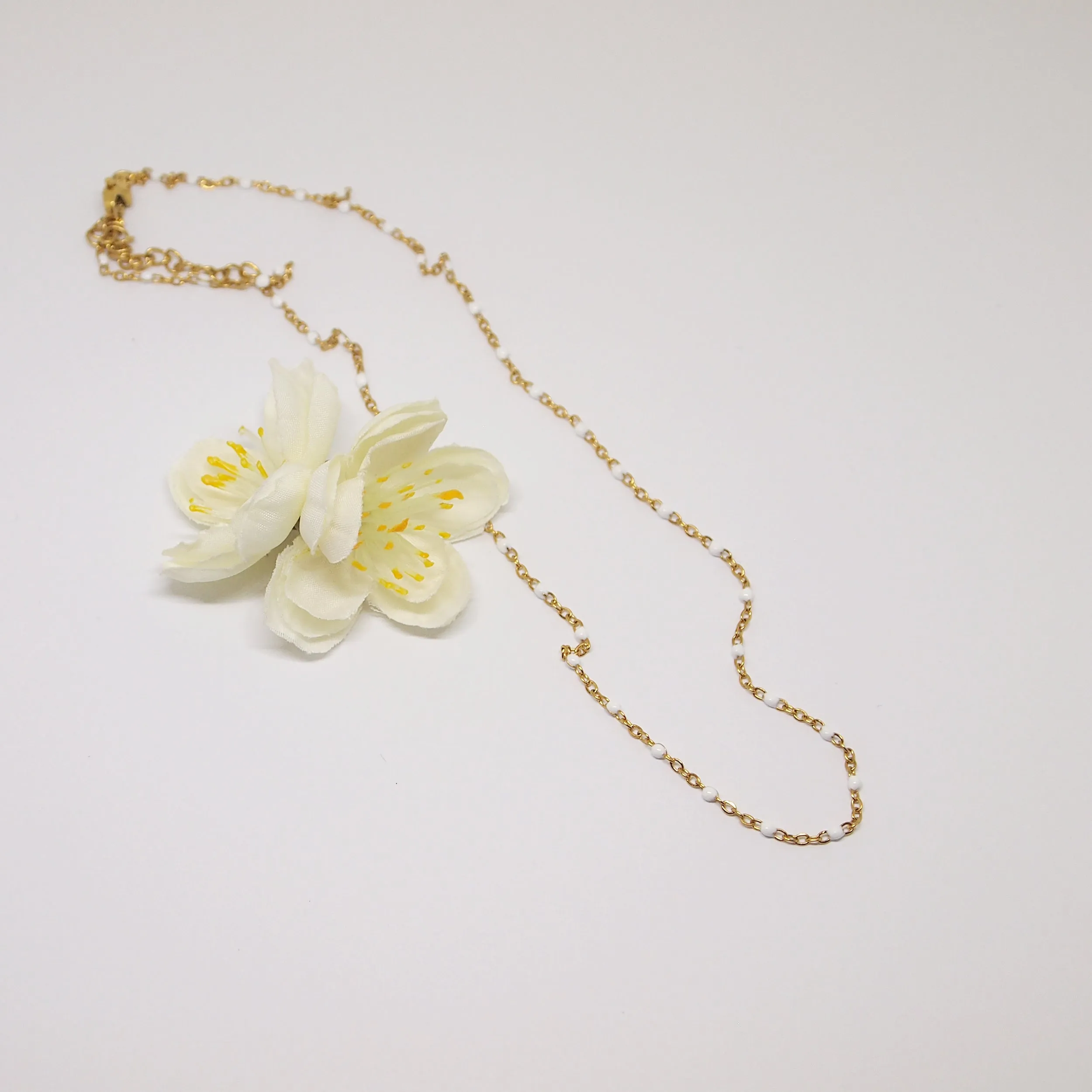 White enamel bead necklace