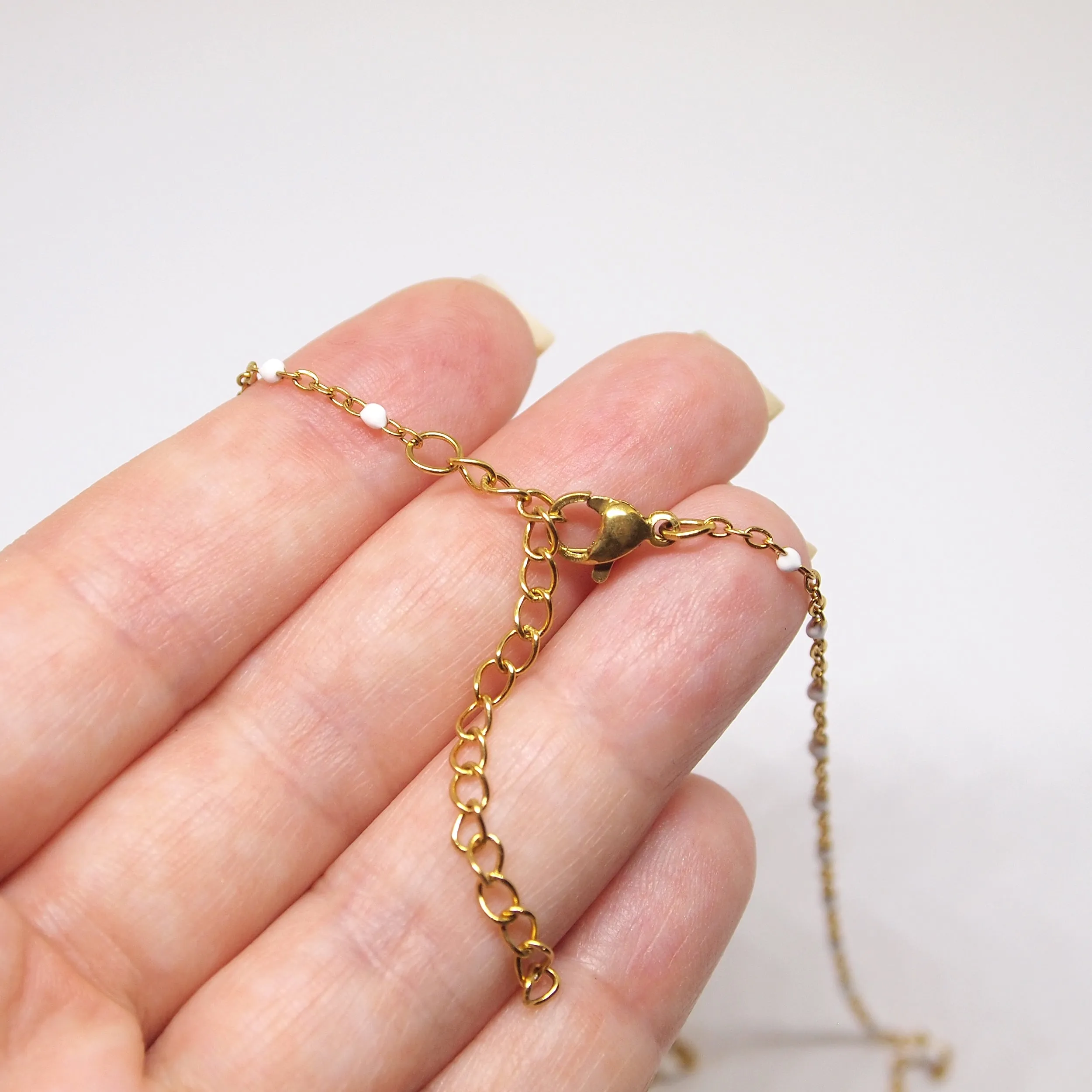 White enamel bead necklace