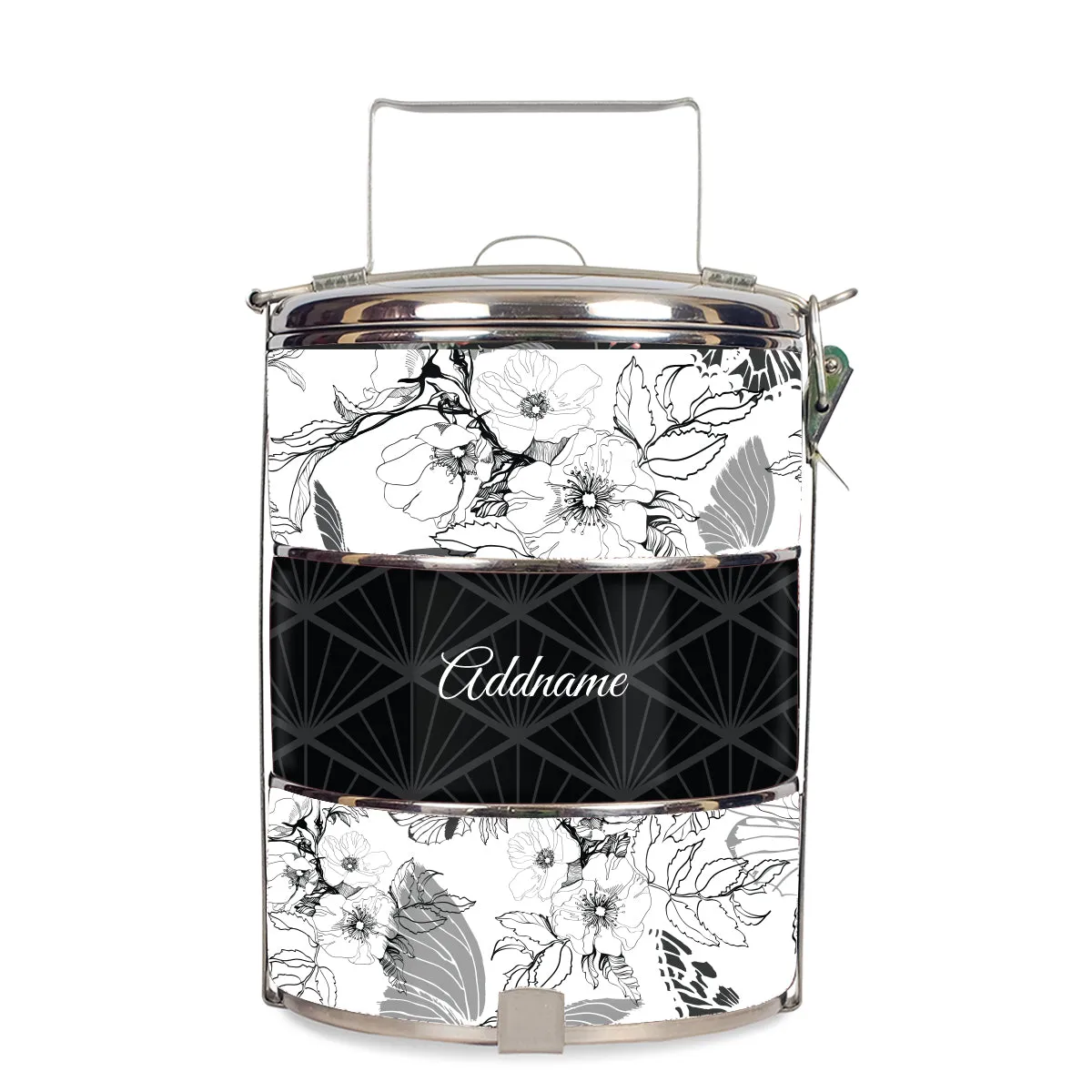 Wild Rose Artline Series 3-Tier Standard Medium 14cm Tiffin Carrier [FREE Custom Add Name]