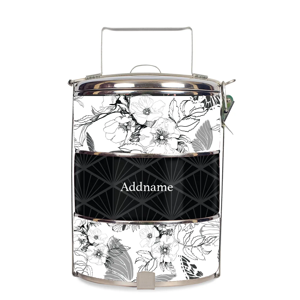 Wild Rose Artline Series 3-Tier Standard Medium 14cm Tiffin Carrier [FREE Custom Add Name]