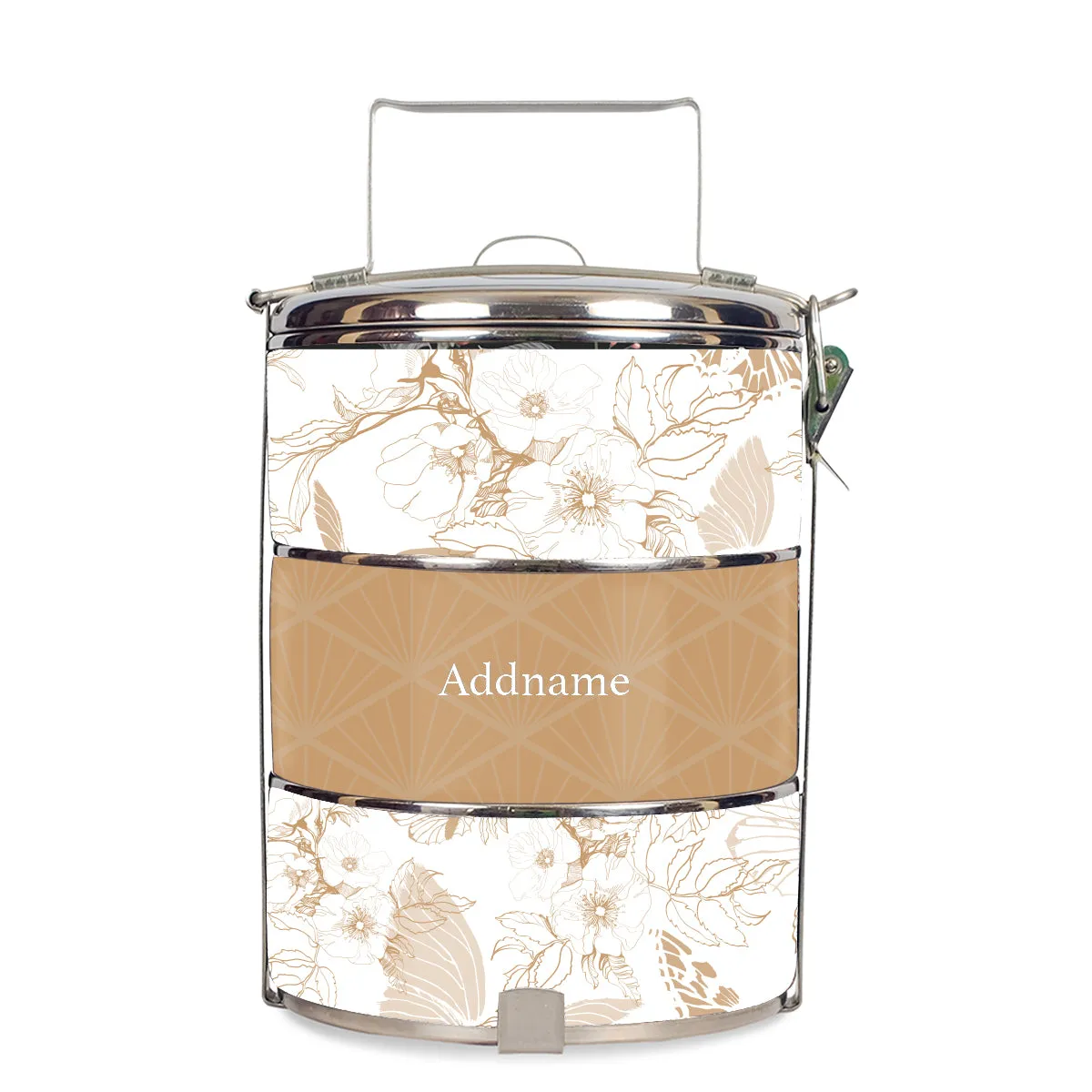 Wild Rose Artline Series 3-Tier Standard Medium 14cm Tiffin Carrier [FREE Custom Add Name]