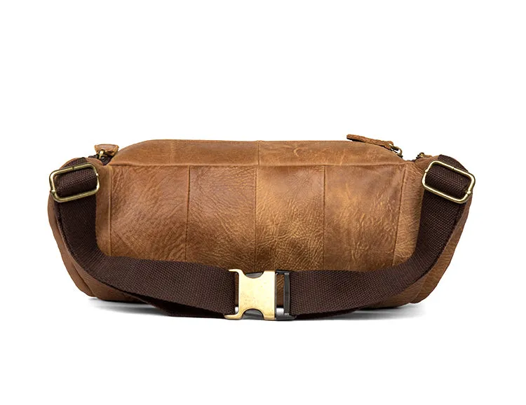 YAAGLE Handmade Cowhide Leather Waist Bag Mens Belt Bag Leather Fanny Pack YG7654