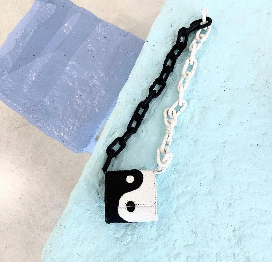YIN-YANG WALLET WITH LEATHER LINK CHAIN STRAP