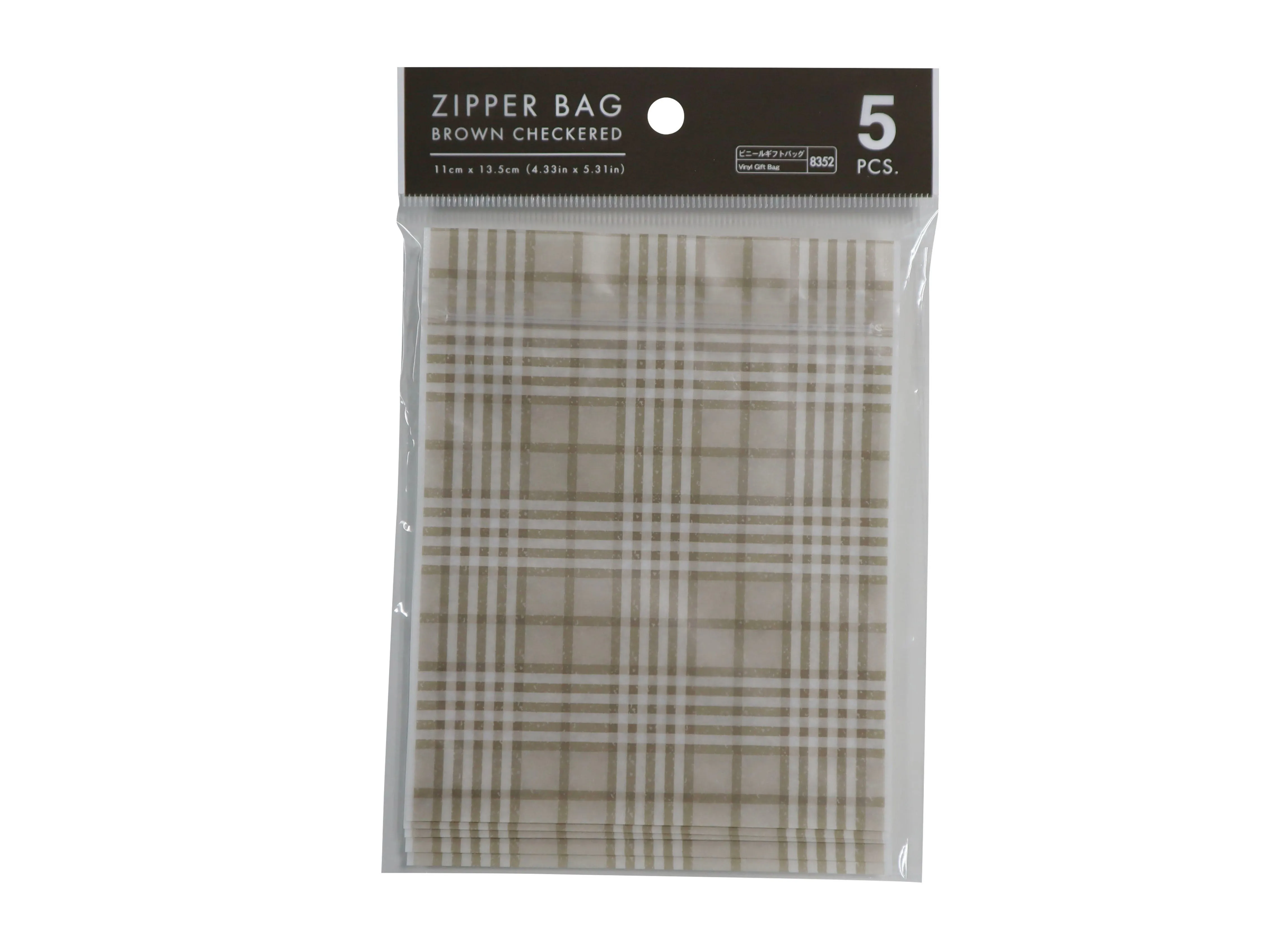 Zipper Bag -Brown - Checkered - 5 pcs.-